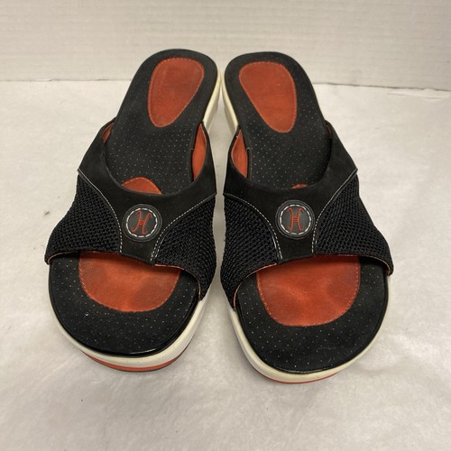 NIKE COLE HAAN AIR HAMPDEN sandali donna con zeppa SLIDES nero rosso taglia 7 1 2B