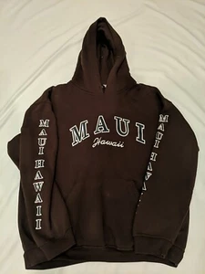 MAUI XL Hoodie Sweatshirt Brown Paradise Lahaina Kangaroo Pocket  Hawaii Read  - Picture 1 of 14