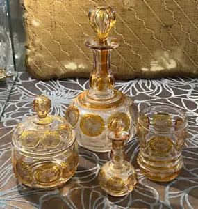 BOHEME/ RAVISSANT SERVITEUR DE NUIT 4 P CRISTAL GRAVE ART DECO - Imagen 1 de 11
