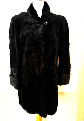 Vintage Black Faux Fur Heavy Winter Coat Jacket Womens - Image 1 of 4