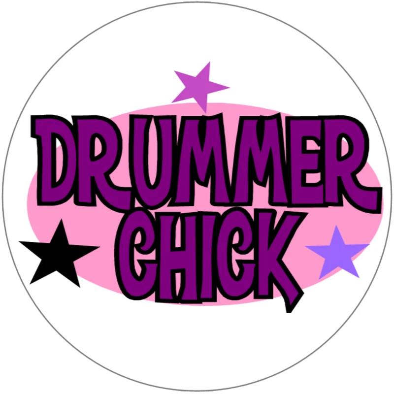 KIWI GIFTS Drummer Chick - 3 Inch Circle Sticker 3" x 3" - Drums Musician Band