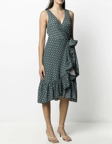 Abito Tory Burch Wrap nero Batik medaglione $498 nuovo con etichette taglia 4