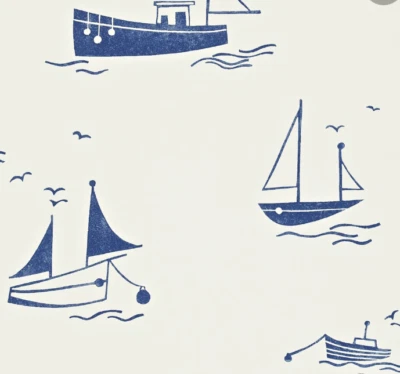 Обои Harlequin All About Me Sail Away кремовый темно-синий морской узор 110529 - Изображение 1 из 4