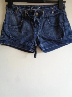 JUICY COUTURE BLUE DENIM MINI SHORTS WITH TIE DETAIL - SIZE 6 (24) - Image 1 of 3