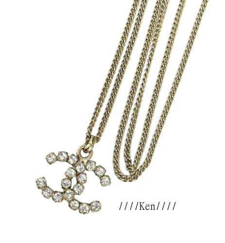 Collana Ciondolo Chanel Catena Choker CC AUTENTICA Logo Vintage Pietra Swing Oro 05V