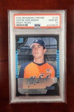 Justin Verlander 2005 Bowman Chrome Draft Picks #129 PSA 10 Gem Mint Rookie RC