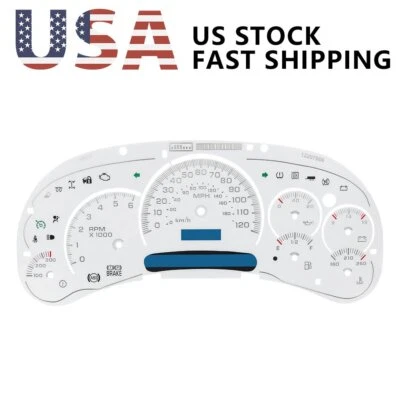 For GM Silverado Sierra Tahoe White Gauge Face Overlay LED Style Trans Temp US Foto 1 de 3