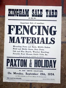 original RURAL ANTIQUE AGRICULTURAL POSTER GWR Kingham Yard 1924/ 52 x 39cm - Picture 1 of 1