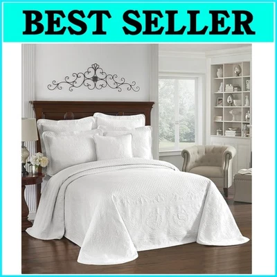 Lujosa colcha de algodón King Charles 120" x 114" - diseño floral histórico Foto 1 de 4