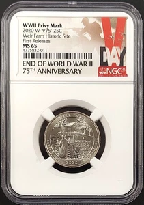 2020 W Weir Farm Historic Site Quarter, WWII V75 Privy, First Releases MS 65 NGC - Picture 1 of 4