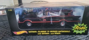 1966 Classic TV Batman Batmobile with Figures!!! Hot Wheels 1:18 RARE MIB! - Picture 1 of 3