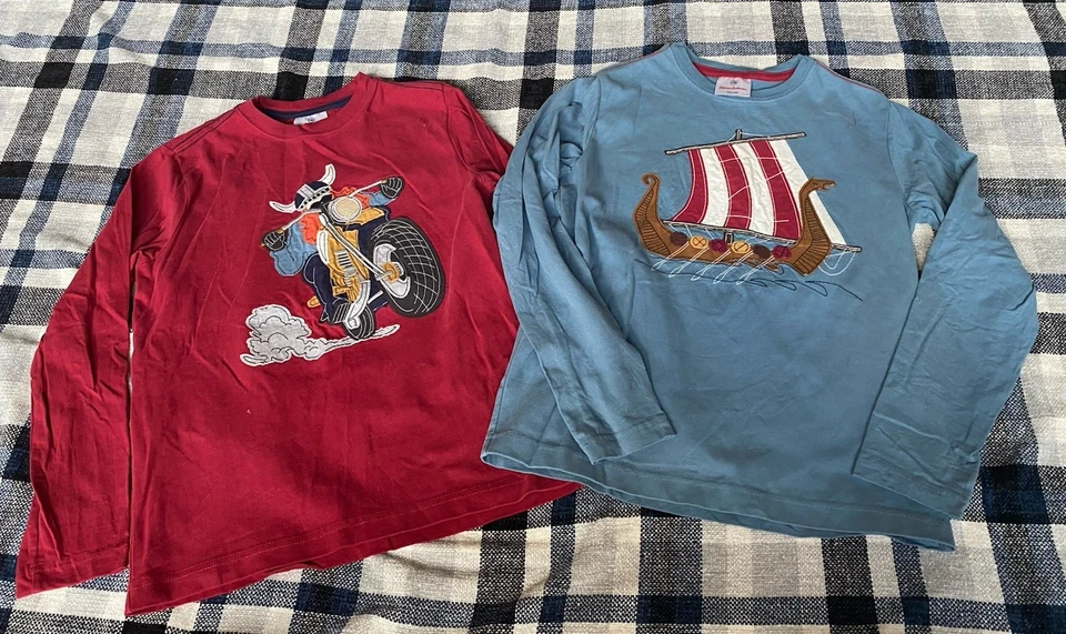 Conjunto de Camisa Manga Larga Hanna Andersson Niños Envío y Motocicleta Vikinga Talla 10 Foto 1 de 4