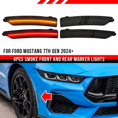 4 frecce laterali nere indicatori di direzione anteriori posteriori per Ford Mustang 24+ - Immagine 1 di 4