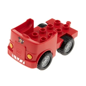 1X Lego Duplo Fire Truck Red Metallic Silver Wheels 88760C02PB02 95462PB01 - Picture 1 of 1