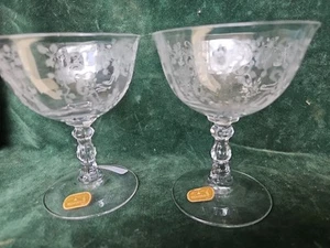 2 Fostoria Meadow Rose Champagne Glasses - Picture 1 of 8