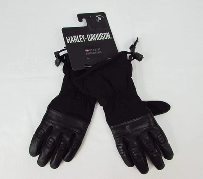 Harley Davidson Gloves Women's Small Optimal Mixed Media Gauntlet Black - Image 1 of 4