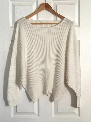 ANTHROPOLOGIE Womens Soft Creme White Alpaca Wool Blend Ribbed Sweater Sz M - Image 1 of 4