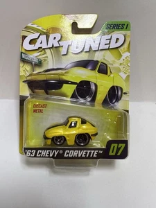 Auto Tuned 1963 63 Chevy Corvette gelb schwarz Streifen Serie 1 Muscle Car 1/64 - Bild 1 von 2