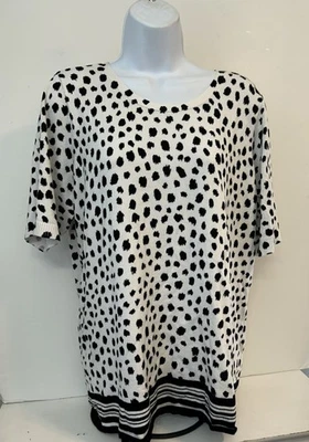 Suéter Pullover Avenue Negro/Blanco Estampado Animal Mezcla Rayón SS - Talla 18/20 Foto 1 de 3