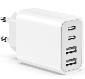 USB C Schnellladegerät 4 Ports Mehrfach Schnellladeblock mit Multiport Stecker - Bild 1 von 7