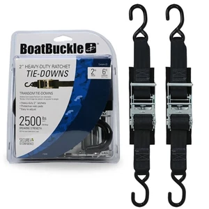 F14208 Transom Boat Tie Down Straps to Trailer, 2-In x 6-Ft, 2-Pack, 2500lbs ... - Picture 1 of 2