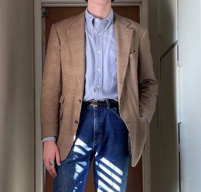 Polo Ralph Lauren Blazer 40L Cotton Cashmere Tweed Three Roll Two Ticket Pocket - Image 1 of 4