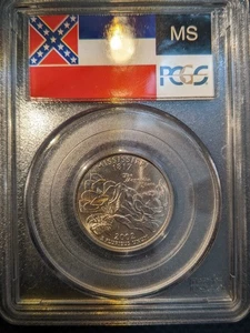2002-d PCGS MS-68 MS Mississippi Washington State Quarter Lower Pop Flag Holder - Picture 1 of 2