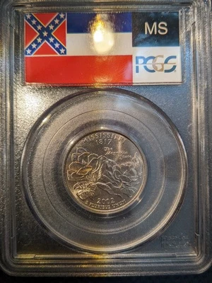 2002-d PCGS MS-68 MS Mississippi Washington State Quarter Lower Pop Flag Holder - Image 1 of 2