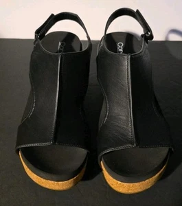 Corkys Wedge Sandal Carley Womens 11 Black Smooth Adjustable 30-5316-BKSM NEW - Picture 1 of 10