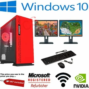 Gaming PC Bundle Intel Core i7 8GB 1TB GT710 DUAL SCREEN Windows 10 ULTRA FAST - Picture 1 of 5