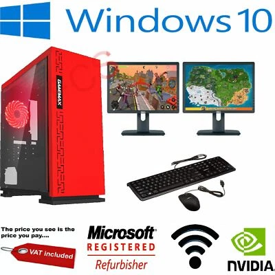 Gaming PC Bundle Intel Core i7 8GB 1TB GT710 DUAL SCREEN Windows 10 ULTRA FAST  - Image 1 of 4