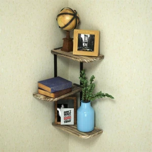 Wood Floating Wall Corner Shelves Shelf Unit Storage Display Rack DIY Home Decor - Picture 1 of 12