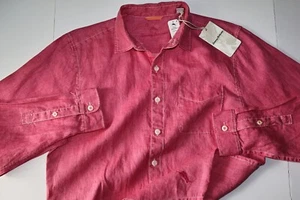 Tommy Bahama Shirt Sea Glass Breezer Pink Lace Solid Linen New LS Medium M - Picture 1 of 4