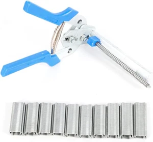 Spring-Loaded Hog Ring Fastener Pliers - 600PC Galvanized Nails Included - Picture 1 of 7