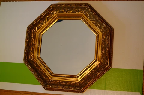 Gorgeous Gold Mirror - Vintage, Carved Wood Frame, 8 Sides - 19" Cover