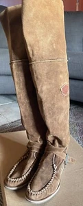 EL VAQUERO MOCCASIN BROWN OVER THE KNEE DISTRESSED BOOTS SIZE 39 9 - Picture 1 of 8