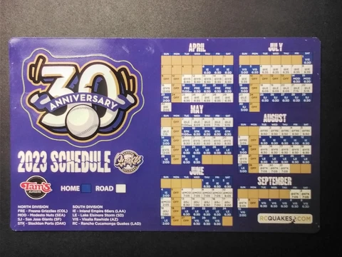 Rancho Cucamonga Quakes 2023 Magnet Schedule 30th Anniversary RARE ITEM!!! Cover