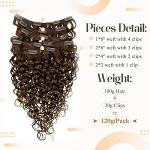 Extension Capelli Lunghi Ricci Capelli Umani 7pz Tessitura Capelli Naturali Biondi 100g - Foto 1 di 44