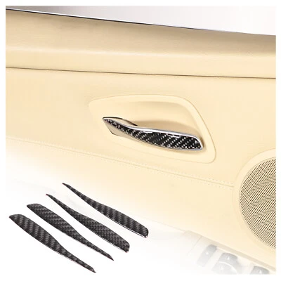 Para BMW Serie 3 E90 2005-2012 Carbono Interior Puerta Coche Manija Adhesivo Tapicería Foto 1 de 4