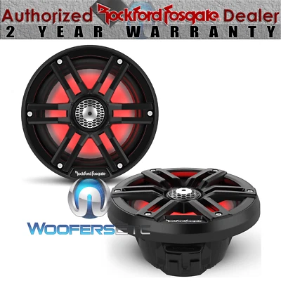 ROCKFORD FOSGATE M2-65B BLACK 6.5" LIGHTS MARINE 2-WAY TWEETERS BOAT SPEAKERS
