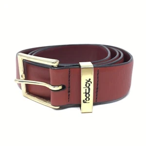 FootJoy Belt Mens Size 36 Mahogany Red Grain Leather Brass Buckle Dress VTG - Picture 1 of 7