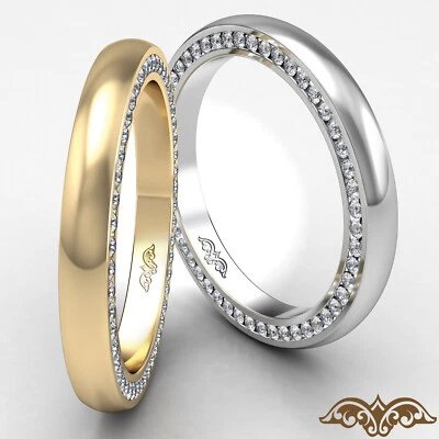 Anillo pavé cúpula de eternidad de diamantes redondos para hombre alianza de boda de oro blanco de 1,00 quilates Foto 1 de 4