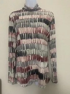 MADE By JOHNNY Women’s Sz L Long Sleeve Turtleneck Contrast Red/Black/Gray/White - Picture 1 of 6