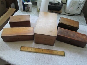 5 Collectable Boxes - Singer "Puzzle Box" , Wheeler & Wilson, Globe etc - VGC - Picture 1 of 17