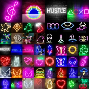 USB/Battery LED Neon Sign Lights Xmas Wedding Party Kids Room Night Lamp UK - Picture 1 of 132