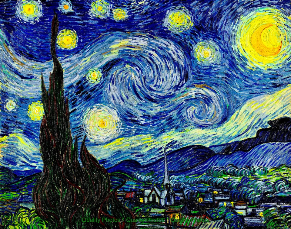 GOODS GALORE Starry Night 8.5x11" Photo Print Vincent Van Gogh Famous Painting 1889 Sky Art