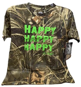 Duck Commander REAL TREE Max-4 Camo T-Shirt - Youth LG, Lime, Happy Happy Happy - Picture 1 of 1