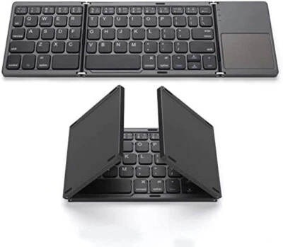 Black Bluetooth Wireless Keyboard Mini Ultra Slim Foldable For Android PC Tablet - Image 1 of 4
