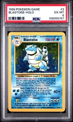 1999 Pokemon Base Set 2 Blastoise Holo PSA 6 - Image 1 of 2