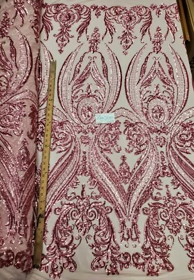 Vestido rosa "design de ampulheta" elástico nylon elastano malha lantejoulas tecido faça você mesmo BTY - Imagem 1 de 4